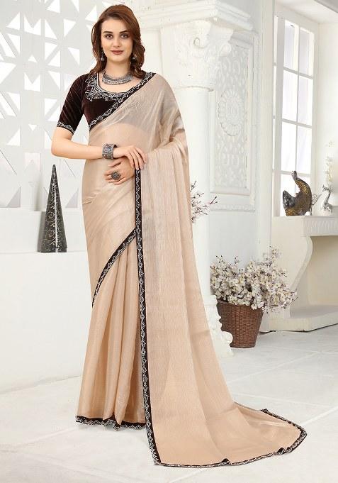Cream Zarkan Jimmy Choo Crush Saree Set