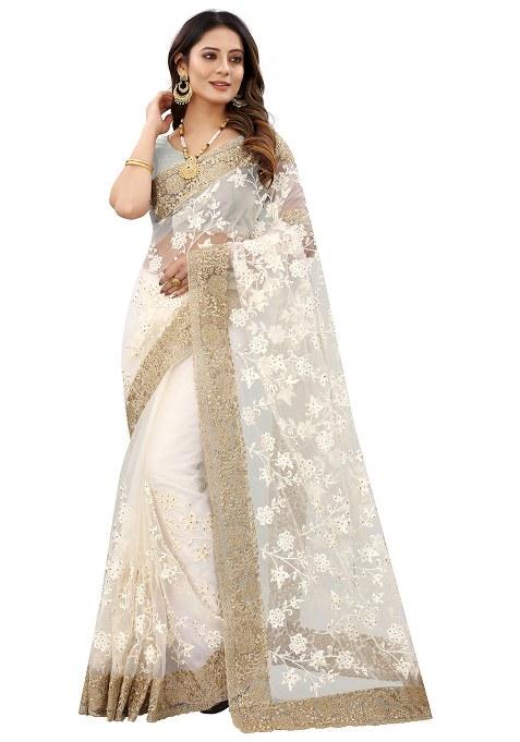 Rabdi Embroidery Net Saree Set
