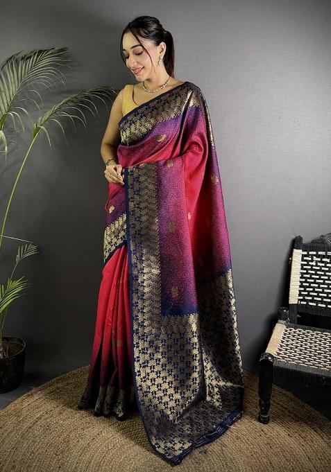 Red Ikkat Silk Saree Set