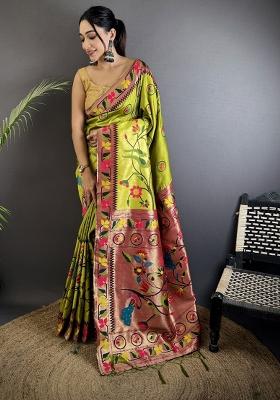 Light Green Meenakari Silk Saree Set