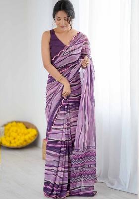 Purple Gota Patti Georgette Saree Set