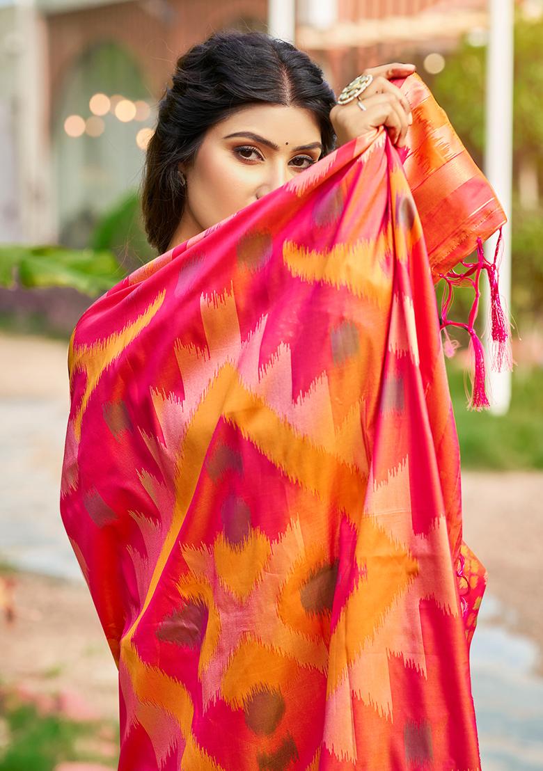 Yellow Embroidery Silk Saree Set - Indya