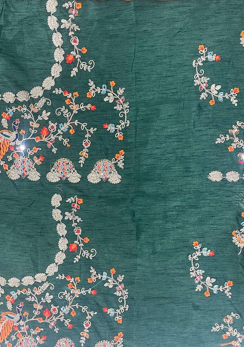 Orange Motif Organza Saree Set - Indya