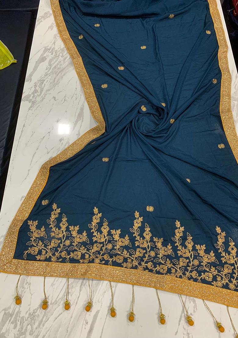 Rama Green Motif Silk Saree Set - Indya