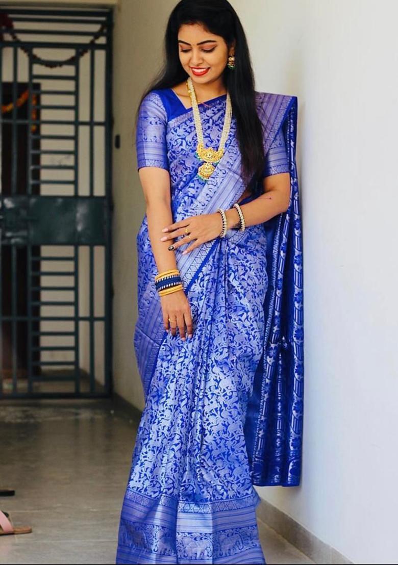 Cream Printed Maslin&nbsp; Saree Set - Indya