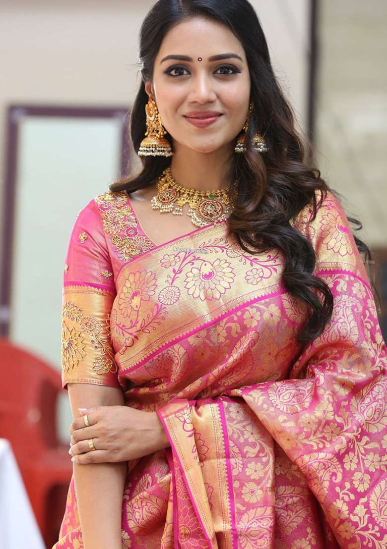 Grey Jacquard Silk Blend Saree Set for Diwali and Festive Wear - Indya