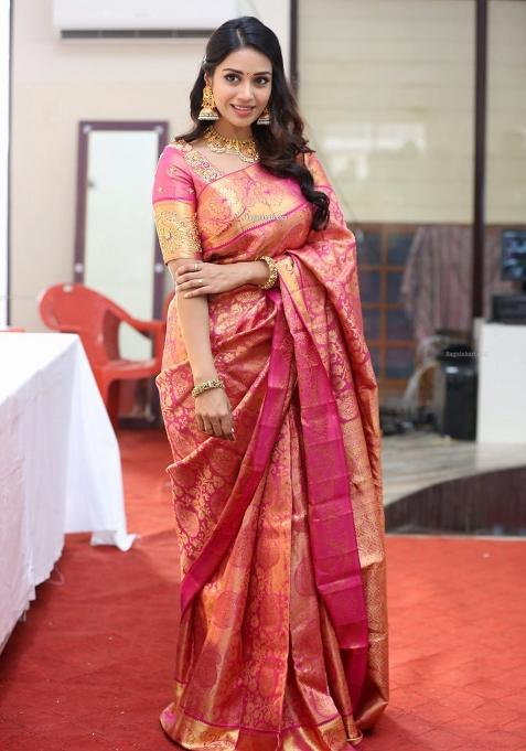 Grey Jacquard Silk Saree Set