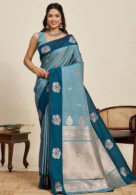 Rama Weaved Silk Saree Set