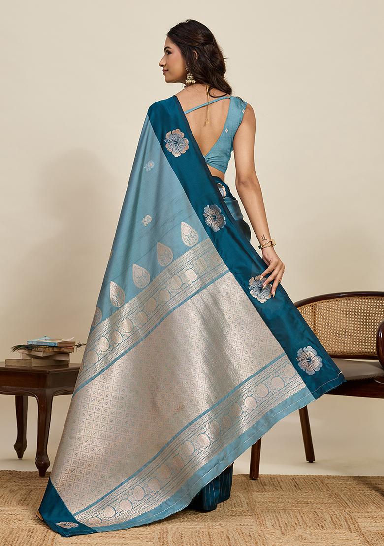 Rama Weaved Silk Saree Set - Indya