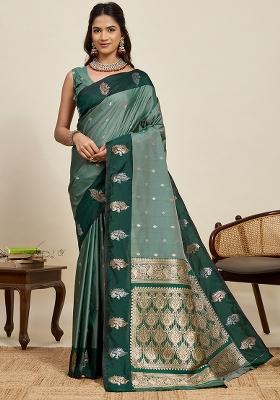 Rama Weaved Silk Saree Set