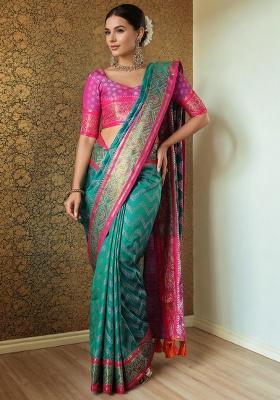 Sea Green Weaving Silk Saree Set