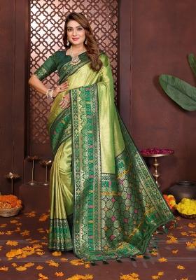 Green Blended Tissue Saree Set