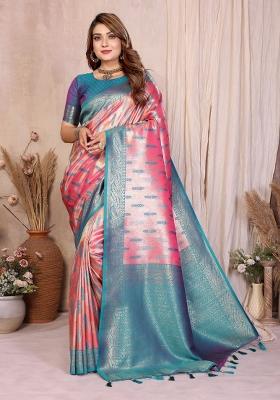 Pink Blended Tissue Saree Set