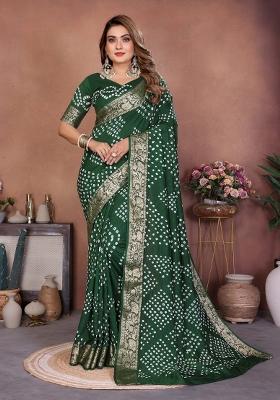 Green Blended Viscose Saree Set