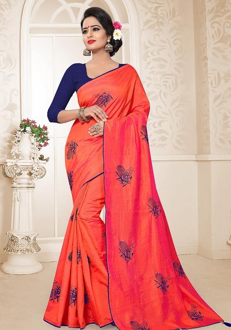 Gajari Embroidery Silk Saree Set