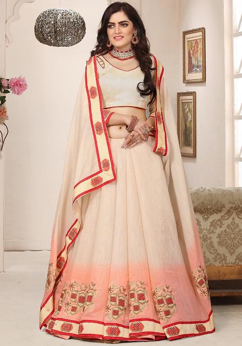 Chiku Embroidery Silk Saree Set