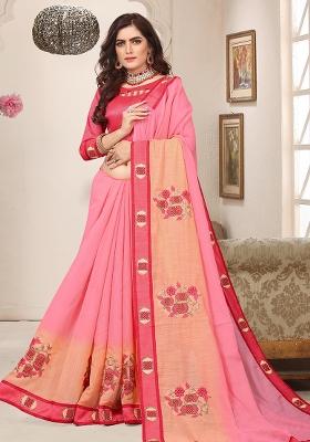 Gajari Embroidery Silk Saree Set