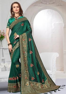 Rama Embroidery Silk Saree Set