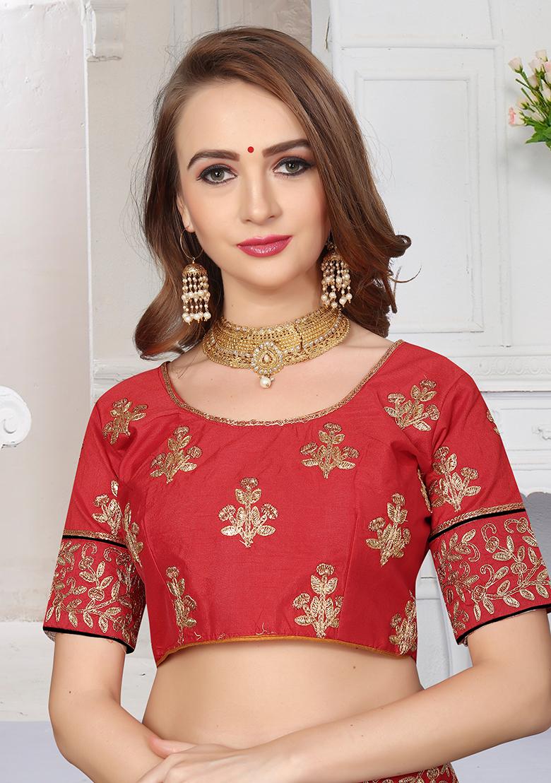 Black Embroidery Satin Saree Set - Indya