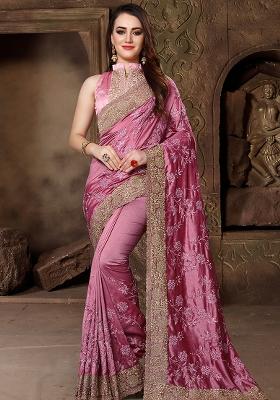 Gajari Embroidery Silk Saree Set