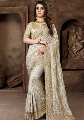 Chiku Embroidery Silk Saree Set