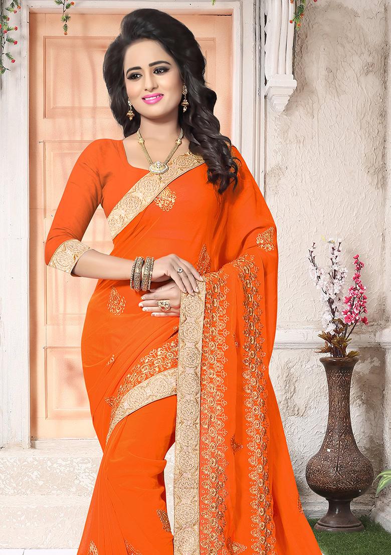 Fanta Embroidery Georgette Saree Set - Indya