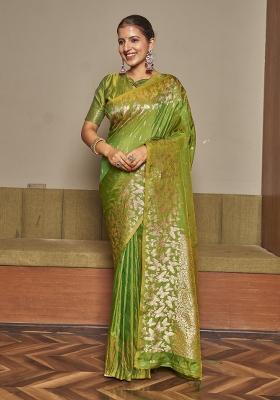 Green Zari Embroidery Silk Saree