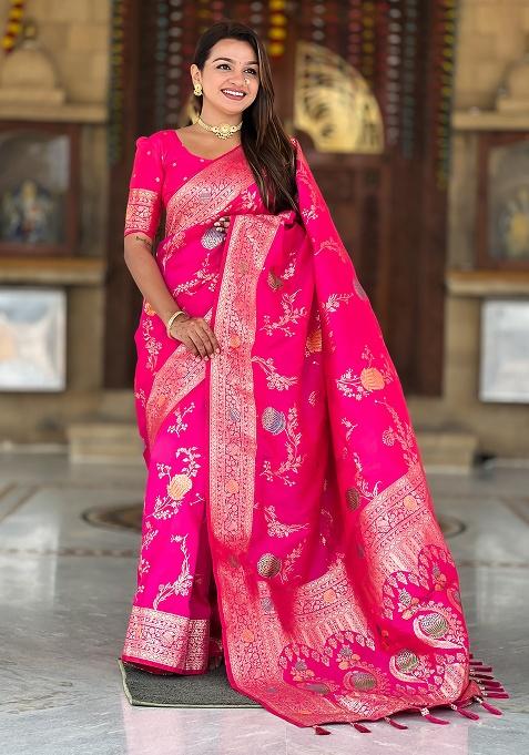 Rani Weaving Work Silk Saree Set
