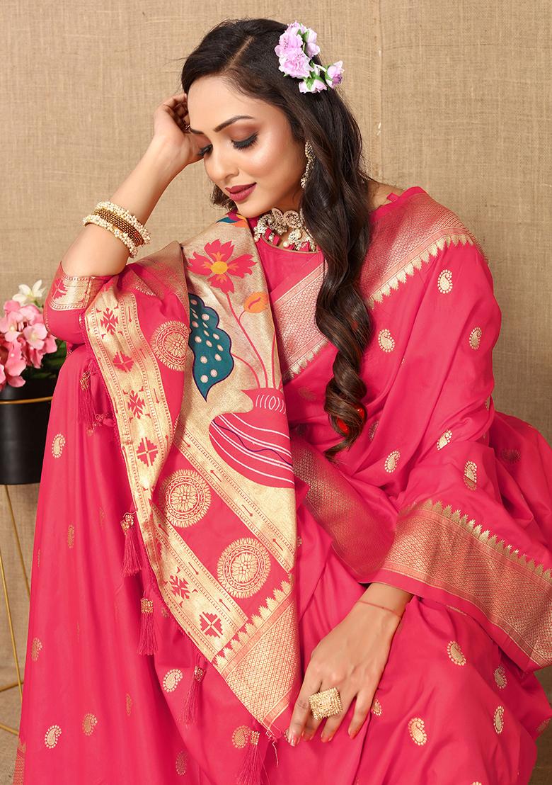 Gajari Woven Silk Saree Set - Indya