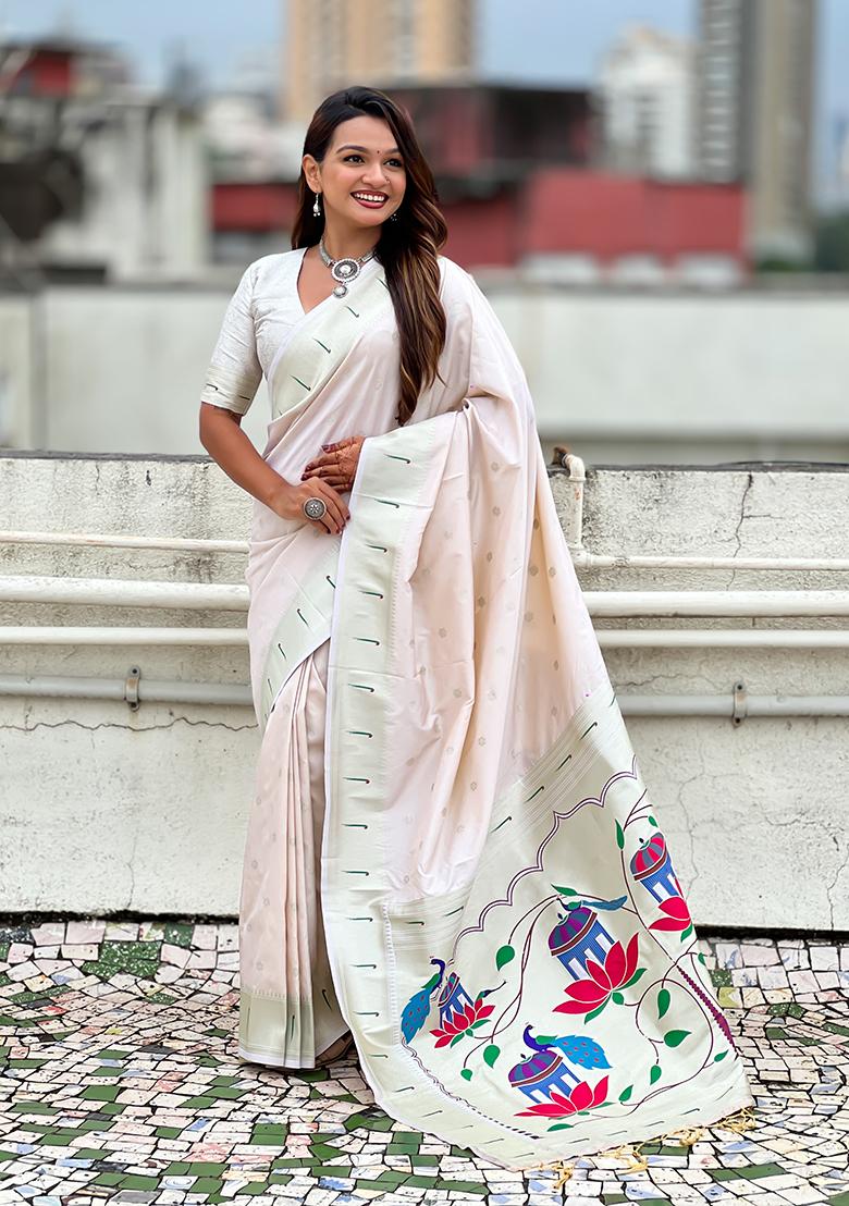 Chiku Woven Silk Saree Set - Indya