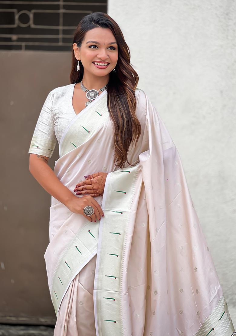 Chiku Woven Silk Saree Set - Indya