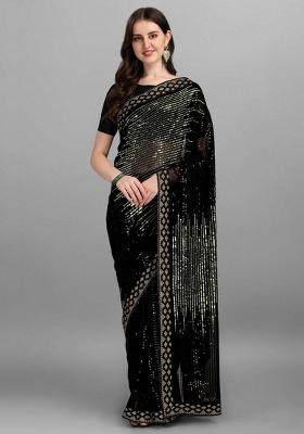 green sequence Georgette Saree Set