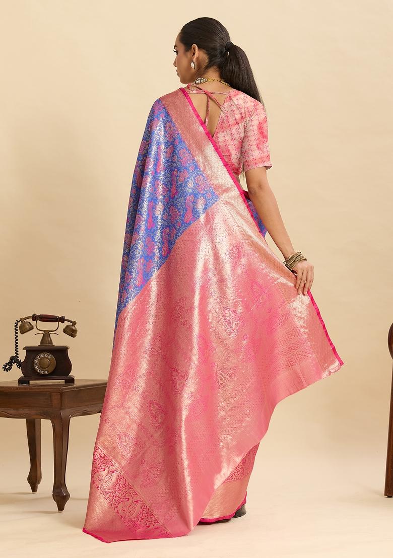 Lavender Woven Silk Blend Saree Set - Indya