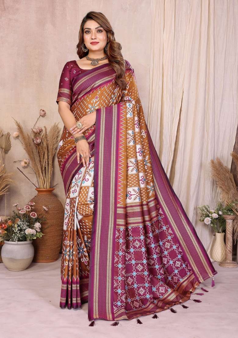 Mustard Woven Silk Blend Saree Set for Diwali | Wedding & Festive Wear - Indya
