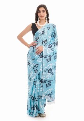 Sea Green Printed Chiffon Saree Set