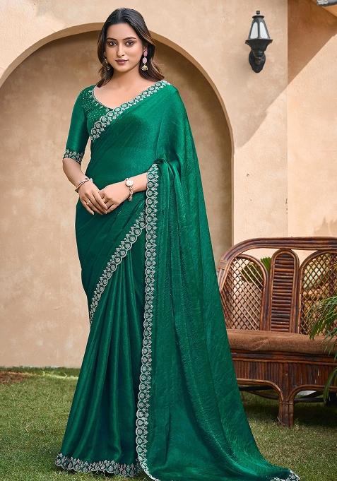 Green Jarkan Chiffon Saree Set