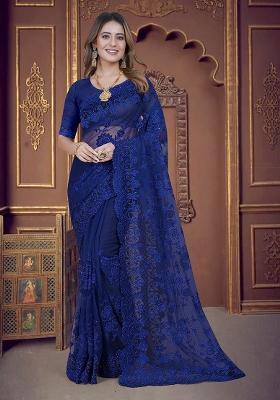 Nevi Embroidery Net Saree Set