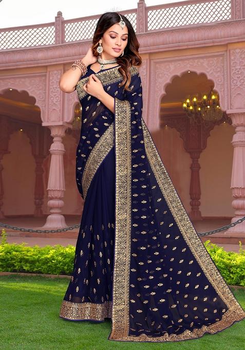 Nevi Embroidery Georgette Saree Set