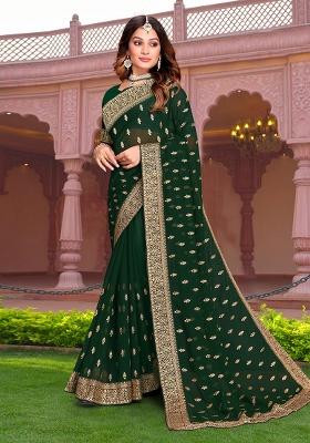 Botel Green Embroidery Georgette Saree Set