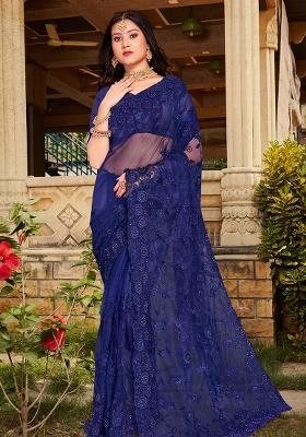 Nevi Embroidery Net Saree Set