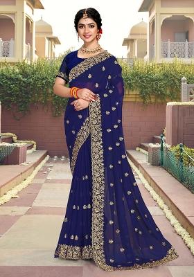 Nevi Embroidery Georgette Saree Set