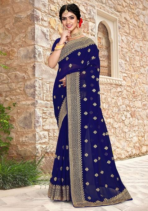Nevi Embroidery Georgette Saree Set