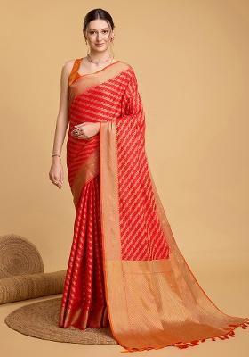 Red Patola Weaving Silk Saree Set