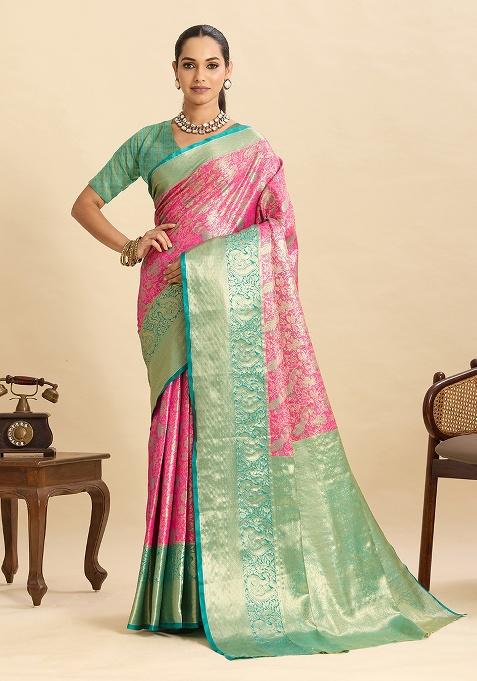 Pink Kanjivaram Silk Saree Set