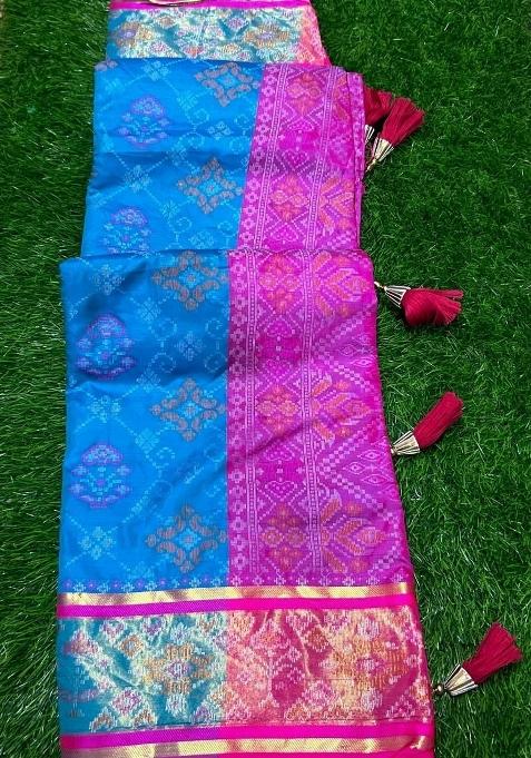 Firoji Meena Weaving Work Silk Saree Set