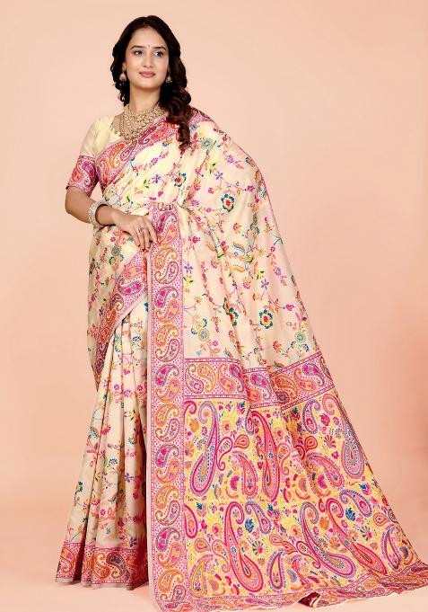 Multicolor Meena Weaving Work Silk Saree Set