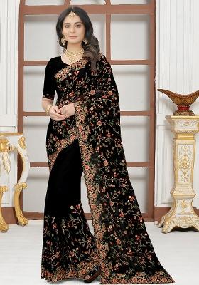 Black Embroidery Georgette Saree