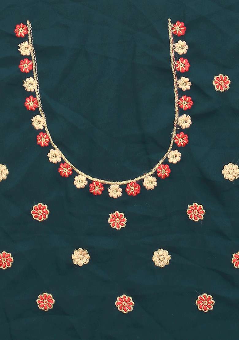 Morpeach Georgette Saree with Embroidery for Diwali | Wedding & Festive Wear - Indya