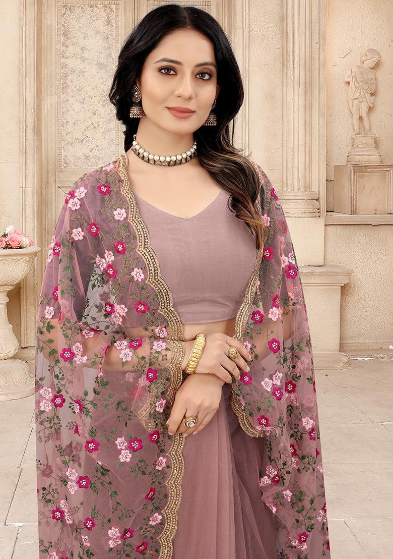 Mouse Embroidery NET Saree - Indya