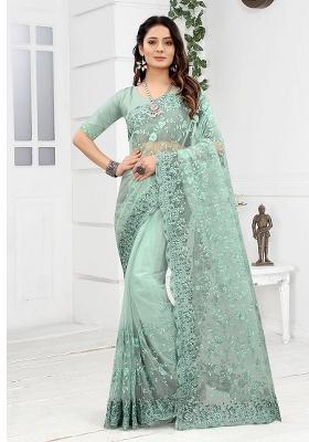 Sea Green Embroidery NET Saree